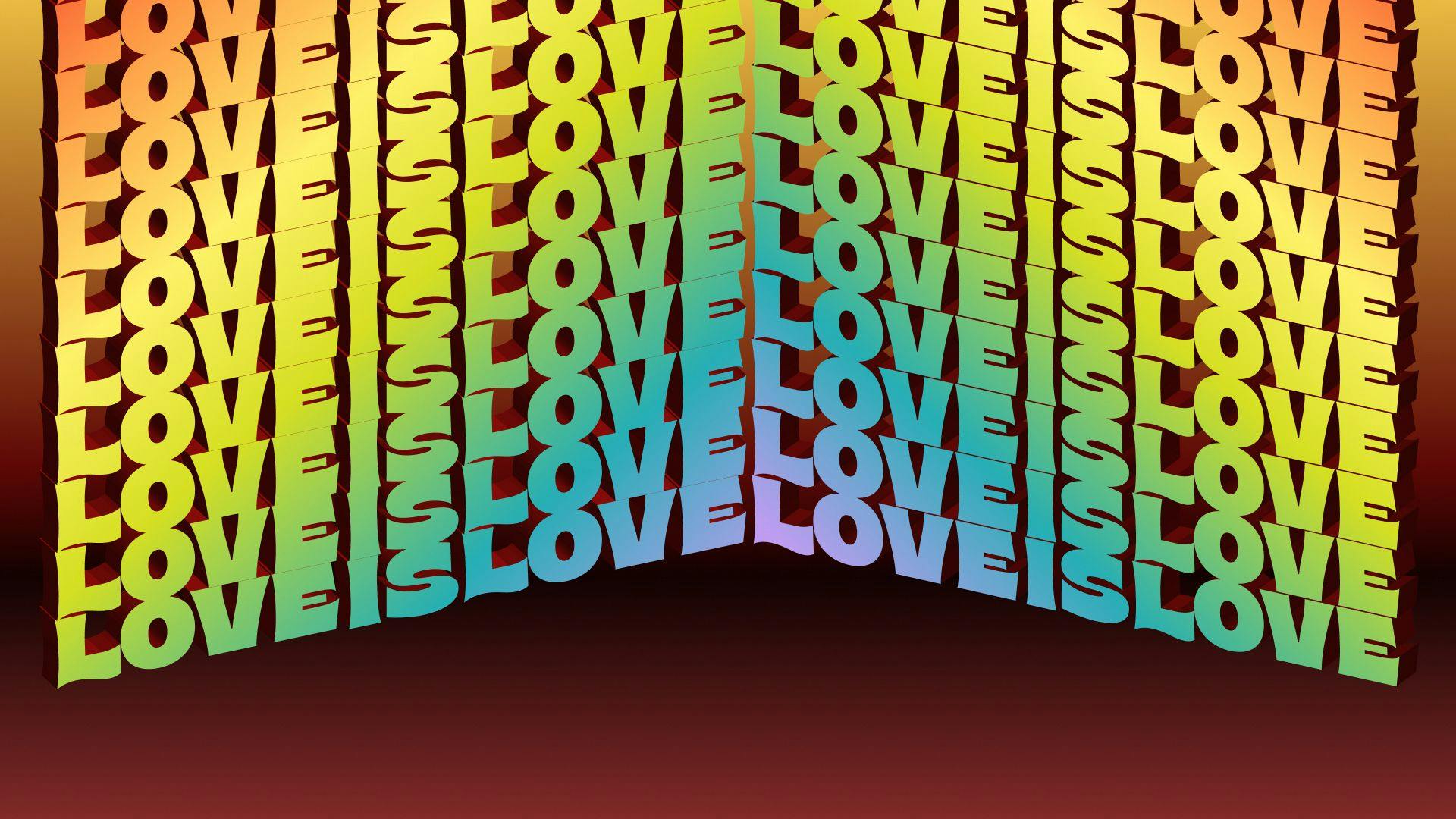 Illustration that says Love is Love in rainbow colors