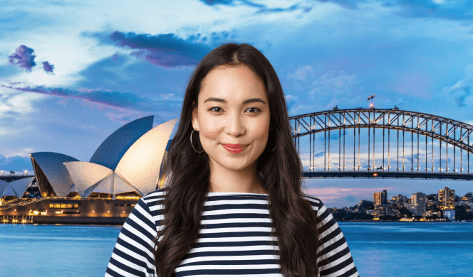 Person with long hair in Sydney room