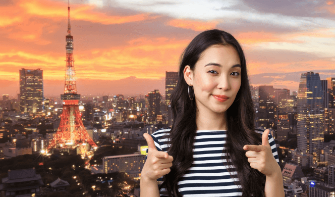 Person with long hair in Tokyo room